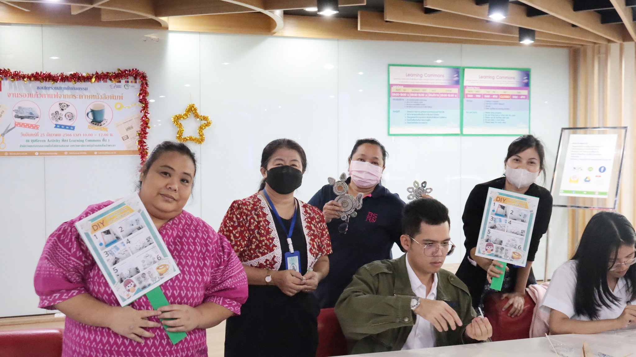 กิจกรรม “จานรองแก้วกาแฟจากกระดาษหนังสือพิมพ์”#greenlibrary #greenbsru