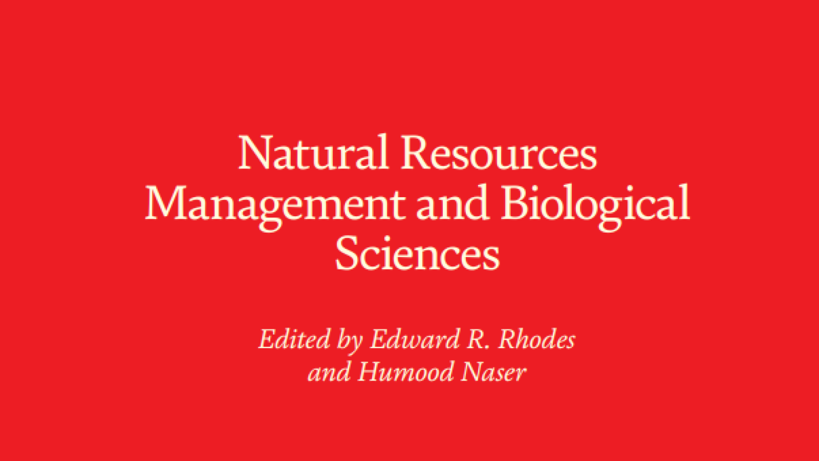 Natural Resources Management and Biological Sciences#greenlibaray