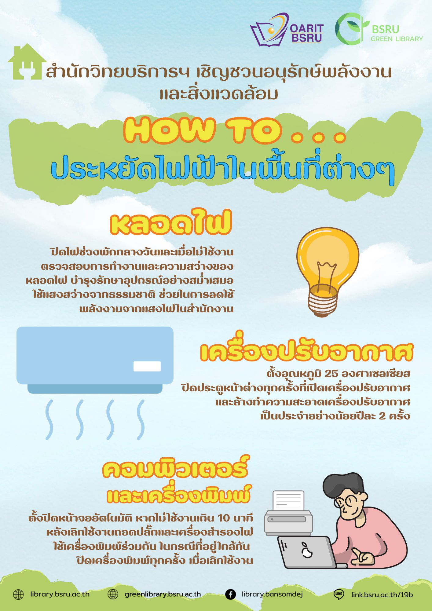 How to...ประหยัดไฟฟ้าในพื้นที่ต่างๆ #greenlibaray