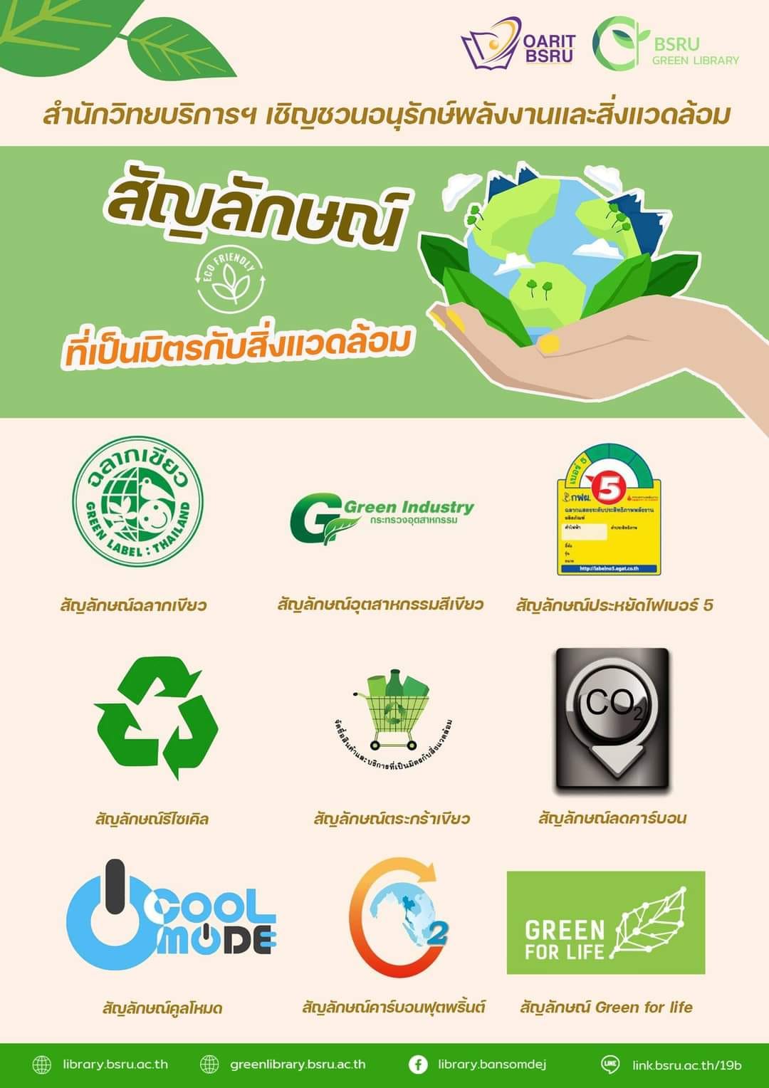 สัญลักษณ์ที่เป็นมิตรกับสิ่งแวดล้อม#greenlibaray