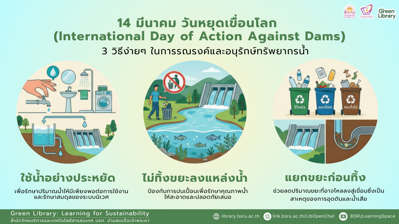 วันหยุดเขื่อนโลก (International Day of Action against Dams) #greenlibrary