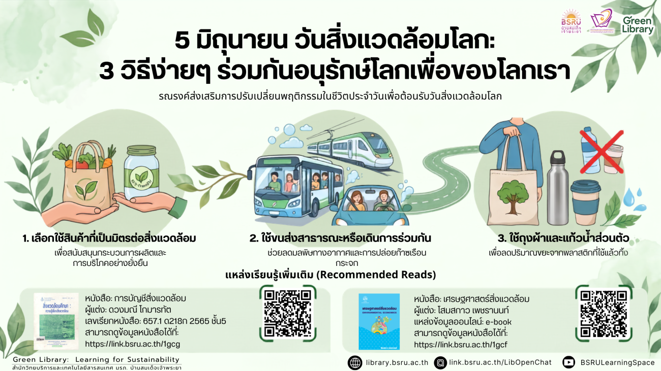 5 มิถุนายน วันสิ่งแวดล้อมโลก #greenlibrary