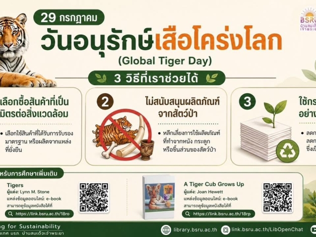 29 กรกฏาคม วันอนุรักษ์เสือโคร่ง#greenlibrary