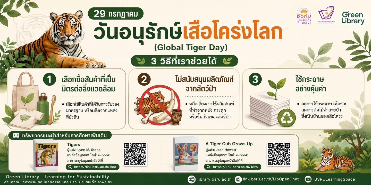 29 กรกฏาคม วันอนุรักษ์เสือโคร่ง#greenlibrary