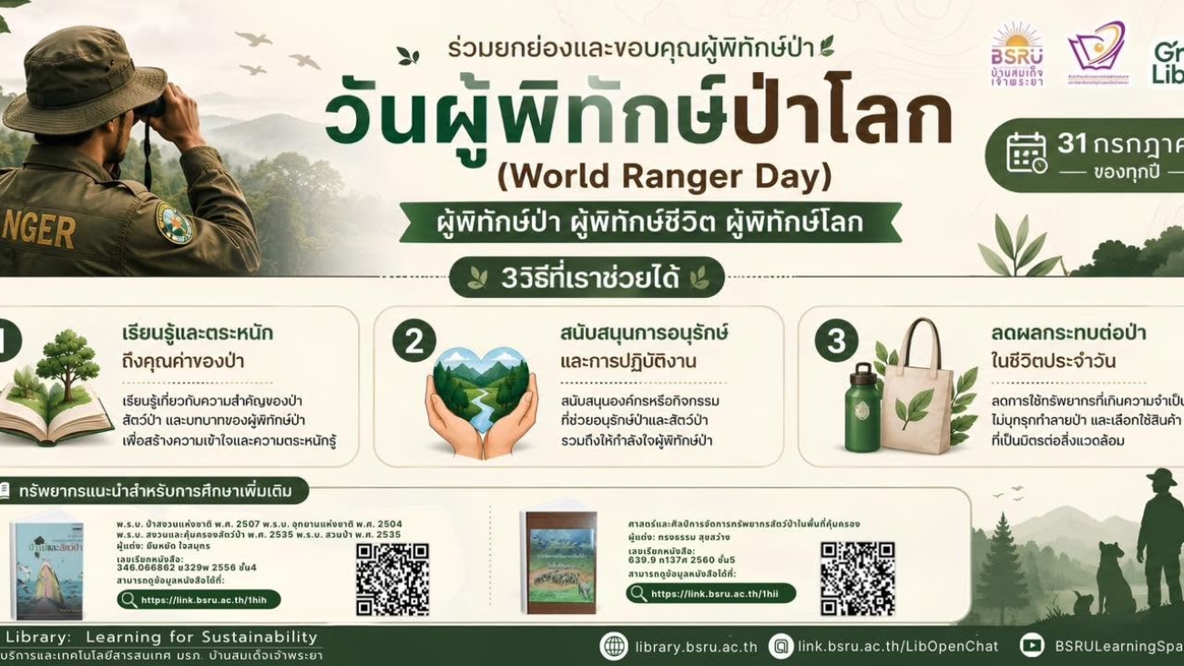 31 กรกฎาคม วันผู้พิทักษ์ป่าโลก (World Ranger Day)#greenlibrary